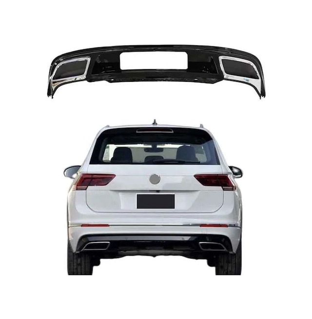 Autogp Vw Tiguan Rline Arka Tampon Difüzör Çift Çıkış 2016+ Pianoblack