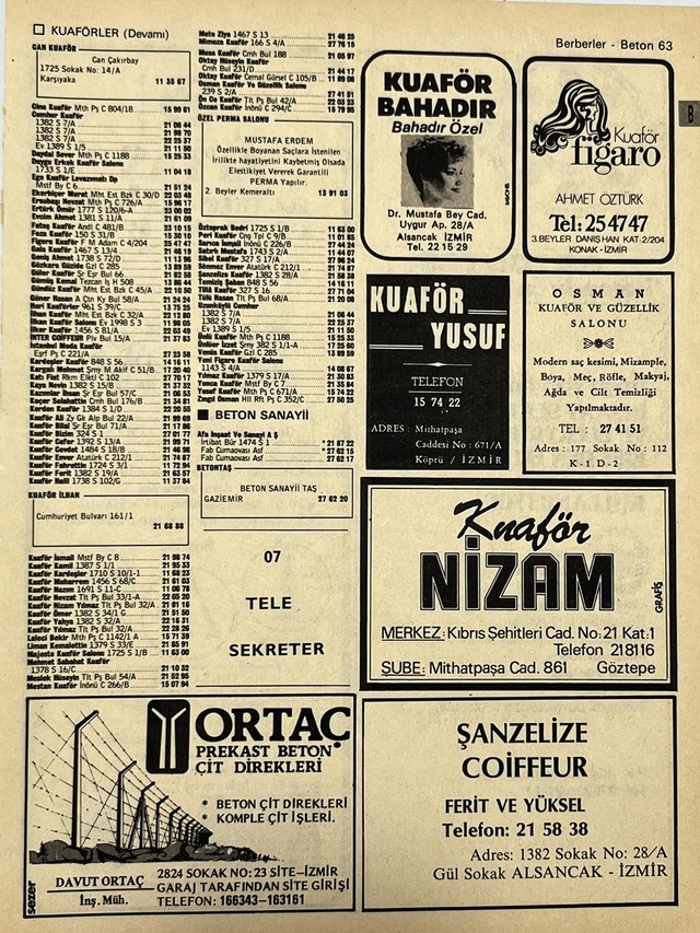 İzmir 1982-1983 Meslek Reklam İlanı Efemera S63 Teşhir Ürün
