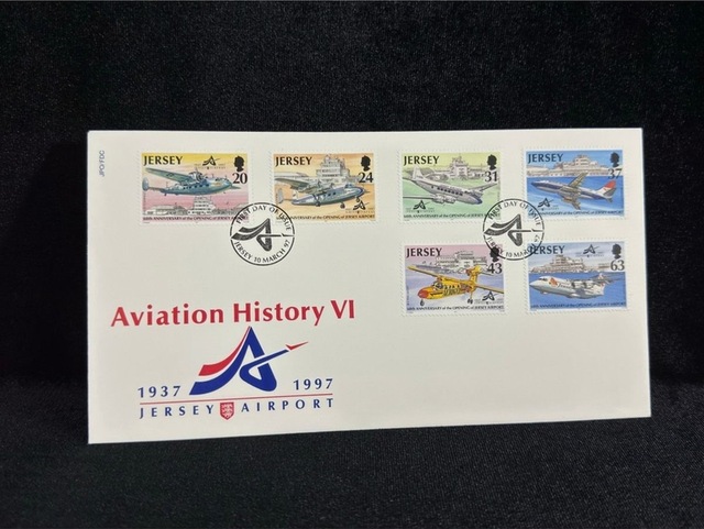 1997 Jersey Havacılık Temalı İlk Gün Zarfı Jersey Aviation History Vı Fdc Teşhir Ürün