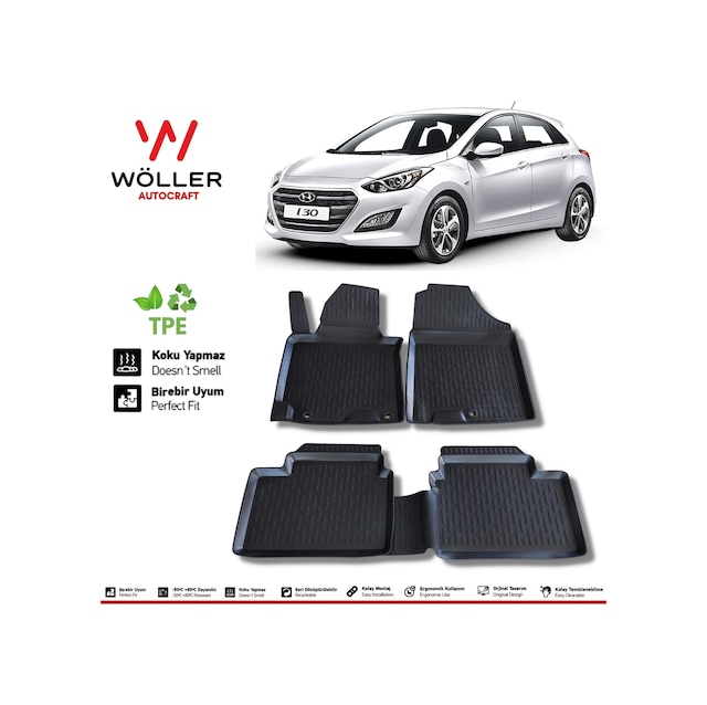 Hyundai I30 Paspas 2013 2017 Arası 3D Havuzlu Wöller Paspas