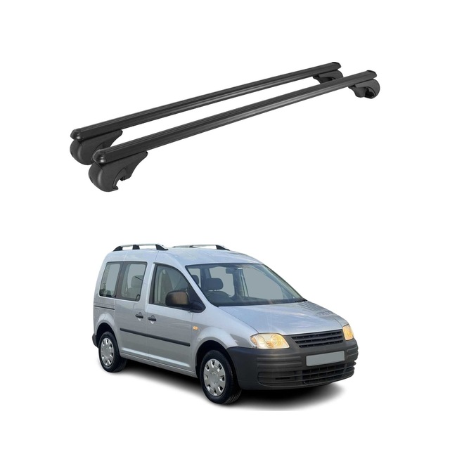 Vw Caddy Iıı Facelift Öncesi 2003-2015 Arası Uyumlu Port Bagaj Taşıyıcı Ara Atkı Alüminyum Siyah 2 Parça