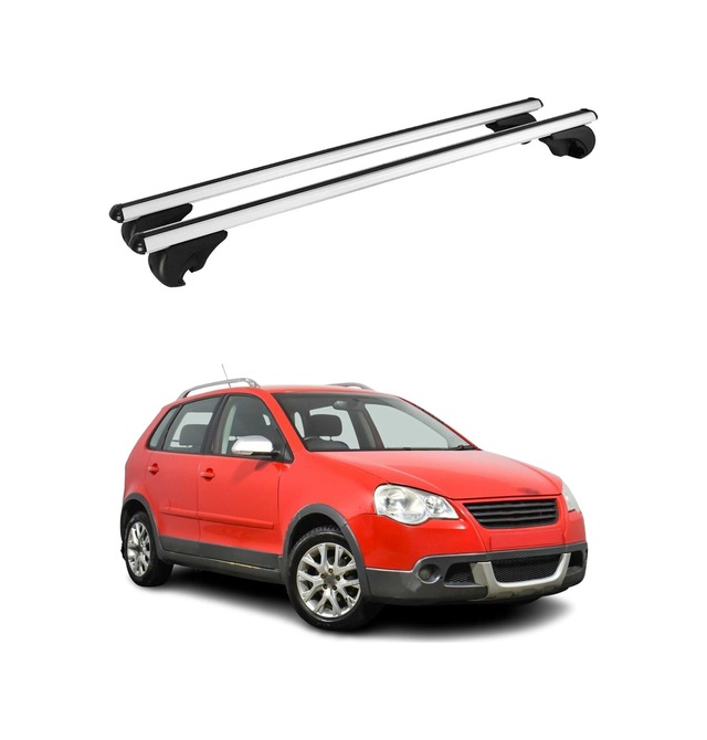 Vw Polo Iv Hatchback 2001-2009 Arası Uyumlu Port Bagaj Taşıyıcı Ara Atkı Alüminyum Gümüş 2 Parça