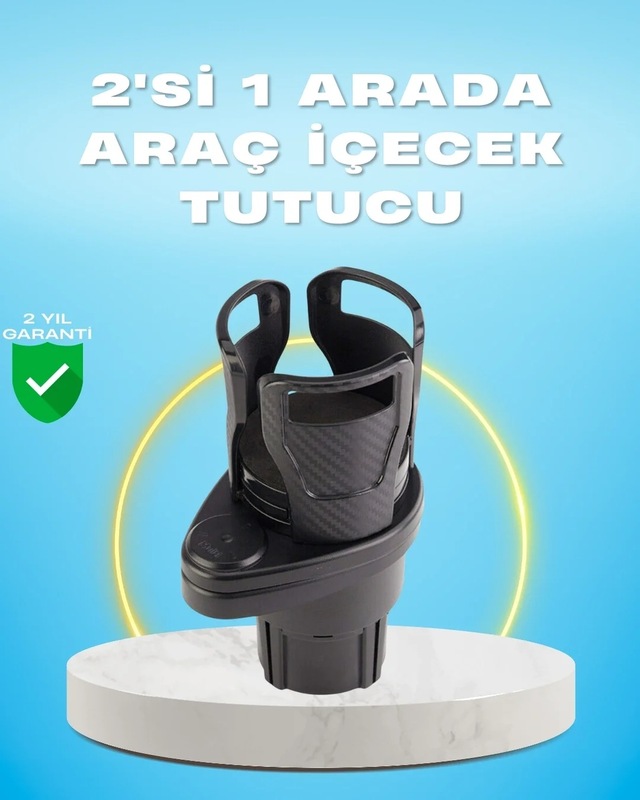 Ers Çiftli Araba Bardak Tutucu Karbon Fiber Görünümlü 360 Ayarlı