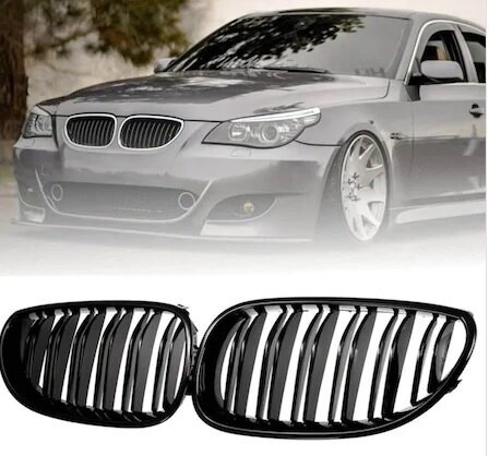 Bmw E60 M5 2003 - 2009 Ön Böbrek Panjur Piano Black Çift Tırnak