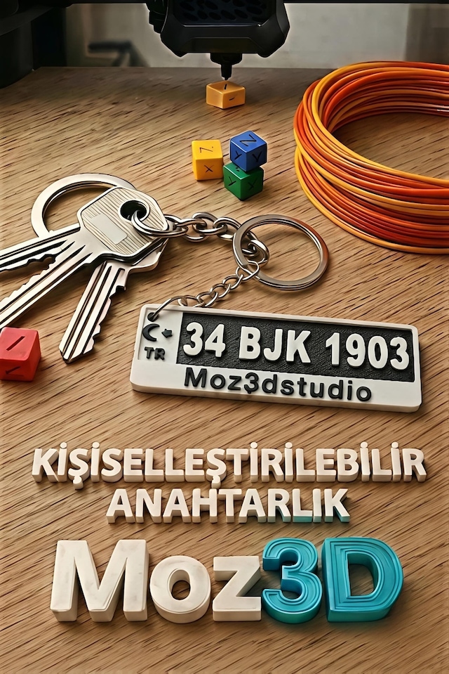 Kişiye Özel Siyah Beyaz Plaka Anahtarlık