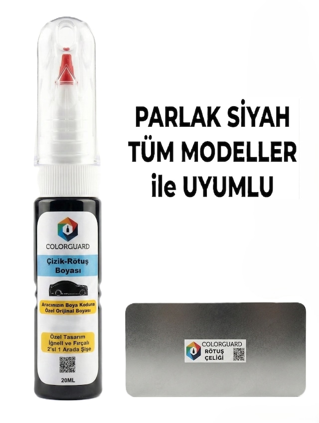 Parlak Siyah Tüm Modeller İle Uyumlu İğneli Ve Fırçalı Özel Tasarım Şişe Rötuş Boyası Ve Profesyonel Rötuş Çeliği Seti