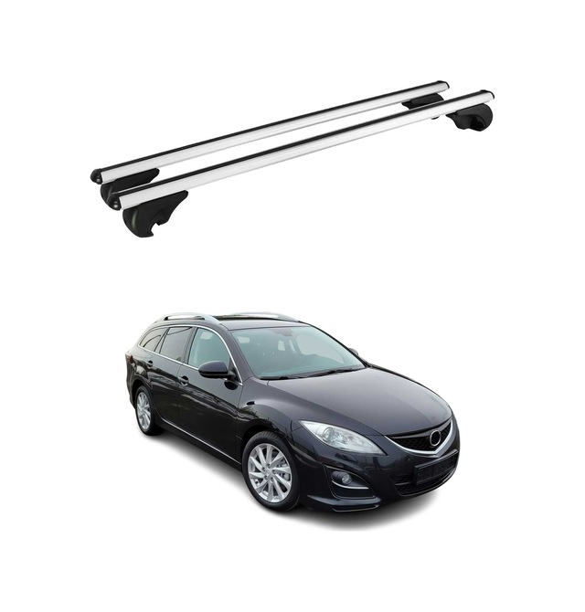 Mazda 6 Iı Sport Kombi 2007-2012 Arası Uyumlu Port Bagaj Taşıyıcı Ara Atkı Alüminyum Gümüş 2 Parça