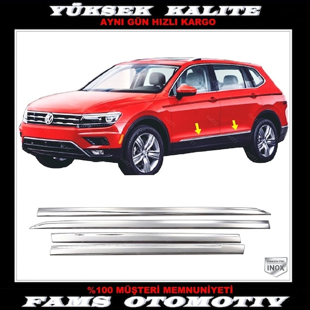 Vw Tiguan Krom Yan Kapı Çıtası 4 Prç P.çelik 2016 Üzeri
