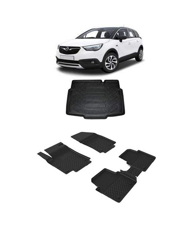 Opel Crossland 2017+ 4.5D Sahler Paspas 3D Rizline Bagaj Havuzu Siyah