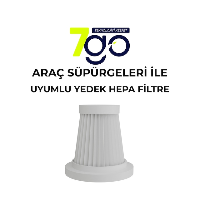 7go Ahv-14 Araç Süpürgesi İle Uyumlu Yedek Hepa Filtre Beyaz