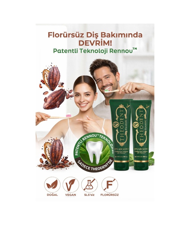 Theodent Classic Tatlı Nane Diş Macunu 2 Li Set Vegan Florürsüz Doğal Ağız Bakımı 96,4 Gr+ 96,4 Gr