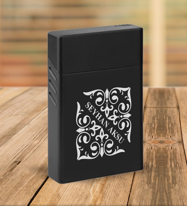 Bk Gift Kişiye Özel Siyah Slim Boy Metal Sigara Kutusu-10