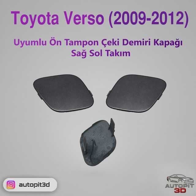Toyota Verso 2009-2012 Uyumlu Ön Tampon Çeki Demiri Kapağı Takımı Sağ + Sol