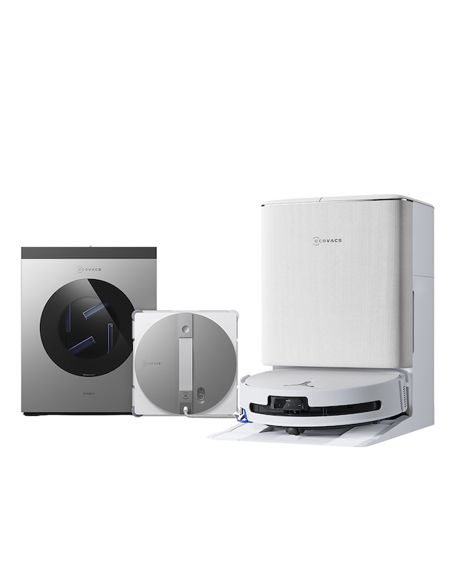 Ecovacs T90 Omni Robot Süpürge + W3 Omni Cam Silme Robotu 2'li Temizlik Seti Beyaz