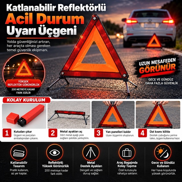 Cazibiz Katlanabilir Üçgen Acil Durum Reflektörü-448660