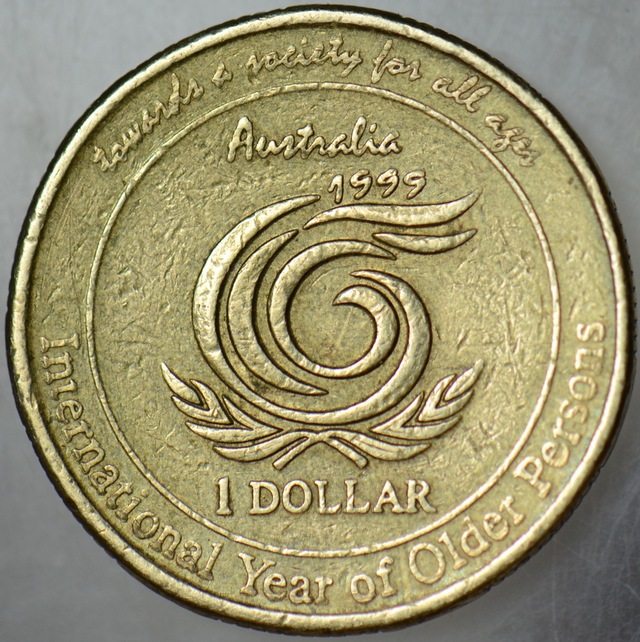 Avustralya 1 Dolar 1999 Hatıra-uluslararası Yaşlılar Yılı. Kraliçe Iı. Elizabeth.