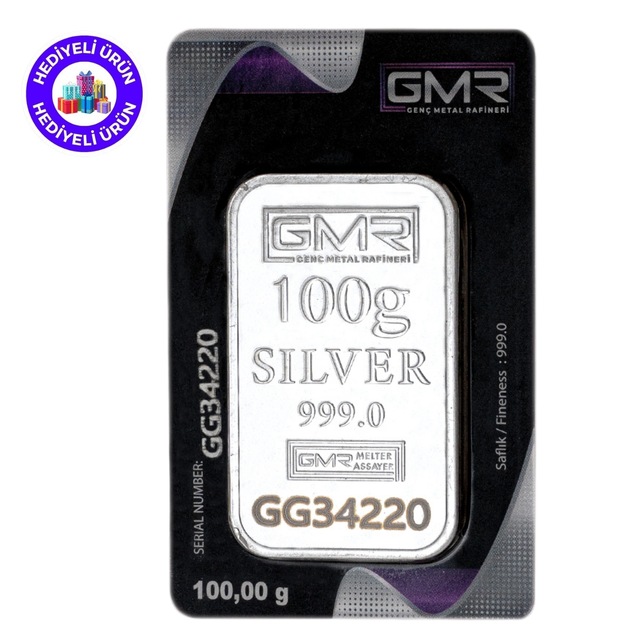 E-gümüş 100gr.külçe Gümüş