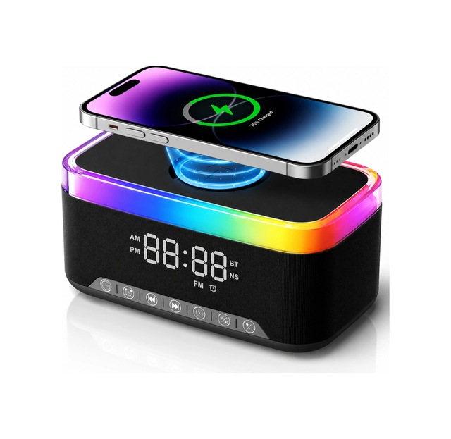 Jedel Sa-148 Dijital Saatli Bluetooth Hoparlör Ve 15w Hızlı Kablosuz Şarj İstasyonu