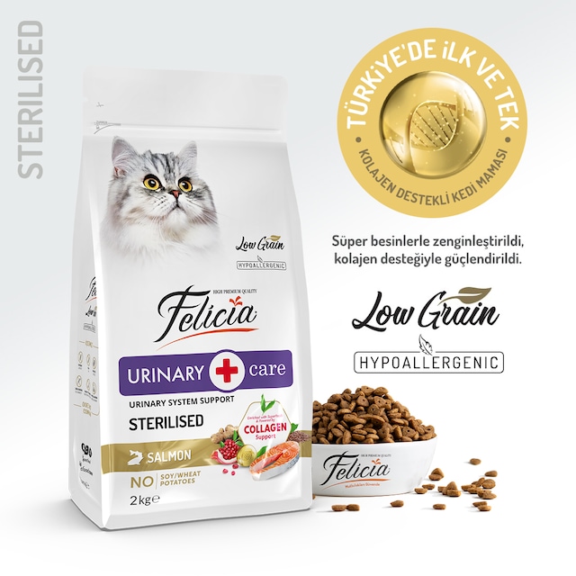 Felicia Light Sterilised Düşük Tahıllı Somonlu Kısırlaştırılmış Yetişkin Kedi Maması 2 KG