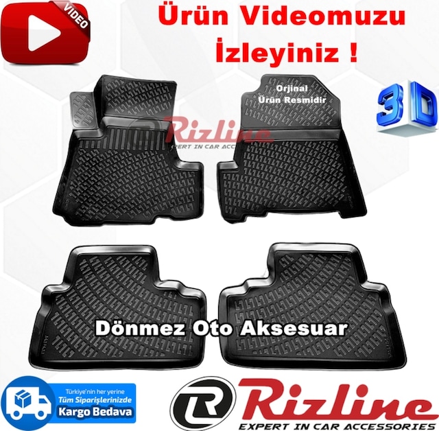 Honda Crv 3D Paspas Havuzlu Siyah 2007-2012 Arası 4 Prç. Rizline