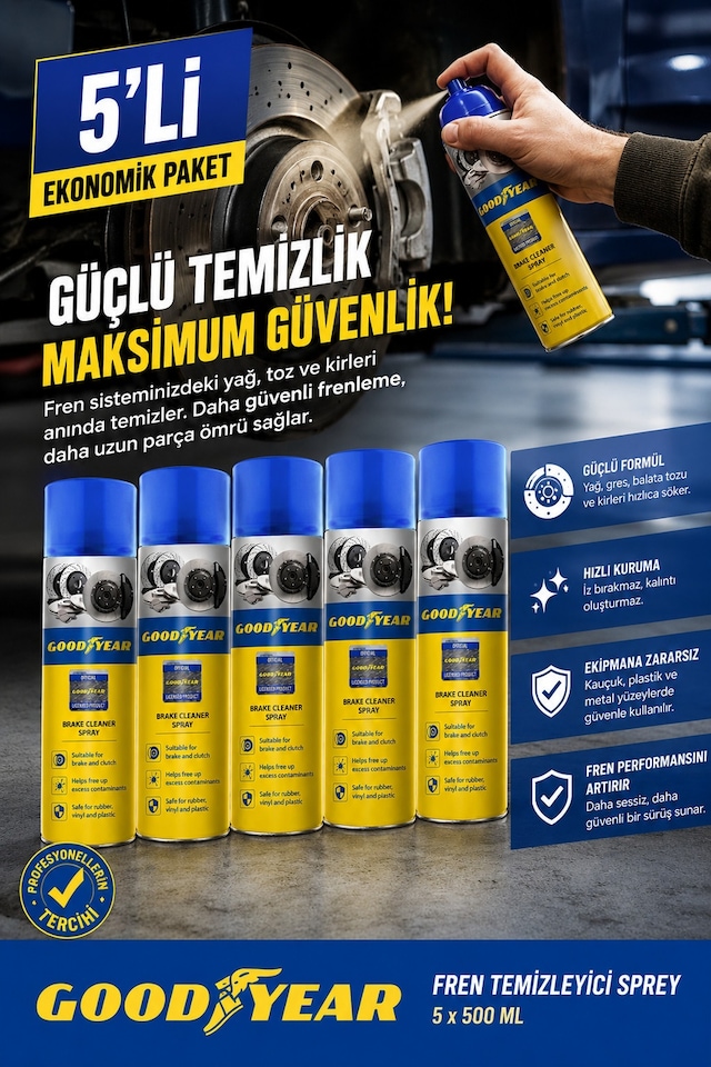 Goodyear 5'li Set Fren Balata Temizleme Spreyi