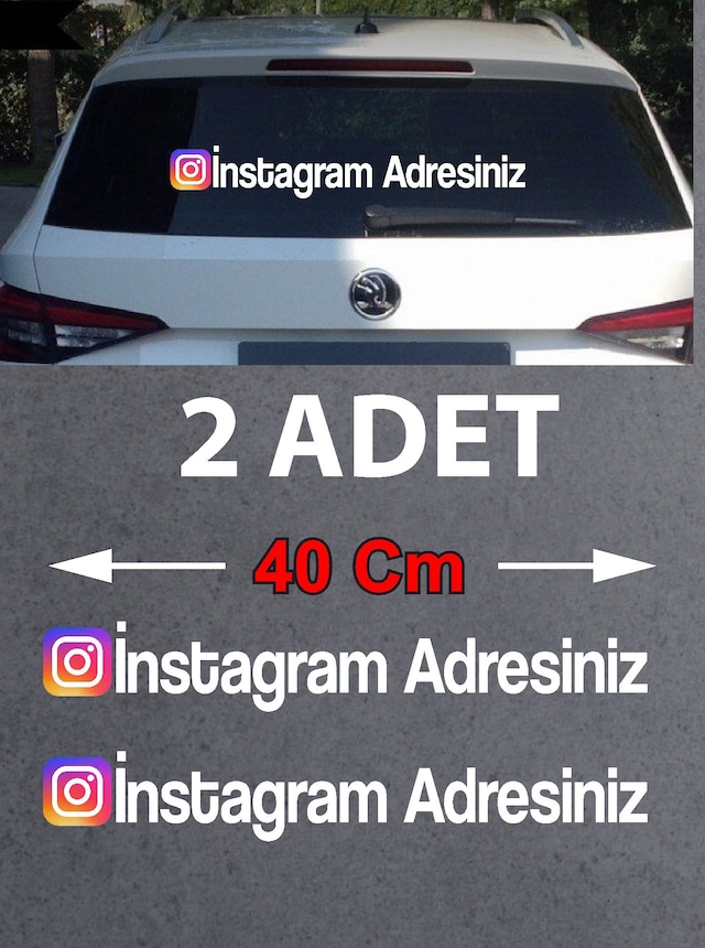 Kişiye Özel İnstagram Sticker 2 Adet - Sosyal Medya İnstagram Sticker - Araba Oto Araç Motosiklet Karavan Cam Sticker - 00926 40 Cm