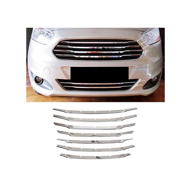 Ford Courier Uyumlu 2017-2023 Krom Ön Panjur 7 Parça Paslanmaz Çelik