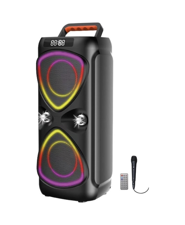 Bluetooh Hoparlör Kablolu Mikrofonlu Kumandali Radyolu Led Işıklı Parti Speaker D78