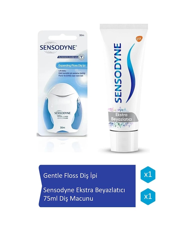 Gentle Floss Diş İpi 30mt & Hassas Dişler İçin Beyazlatıcı Diş Macunu 75 Ml