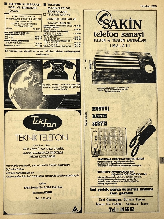 İzmir 1982-1983 Meslek Reklam İlanı Efemera S555 Teşhir Ürün