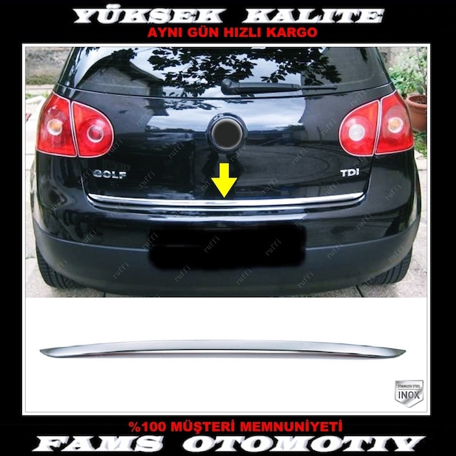 Vw Golf 5 Hb Krom Bagaj Alt Çıtası 2004-2009 Arası P.Çelik