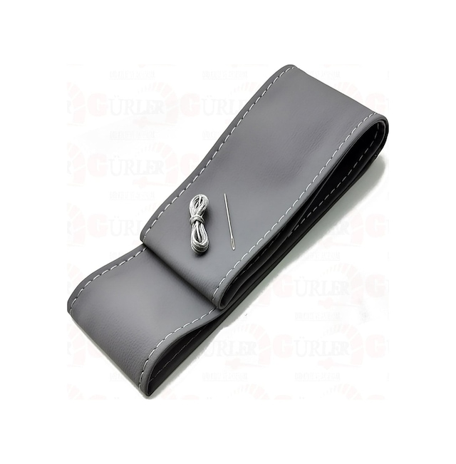 Universal Dikmeli Deri Direksiyon Kılıfı Soft Esnek Kokusuz Standart Gri Renk 38cm/11cm