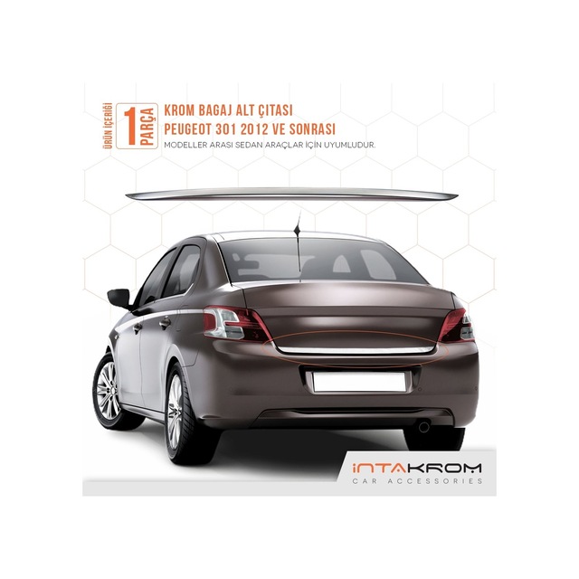 Peugeot 301 Formlu Krom Bagaj Alt Çıta Paslanmaz Çelik 2012 Ve Üz