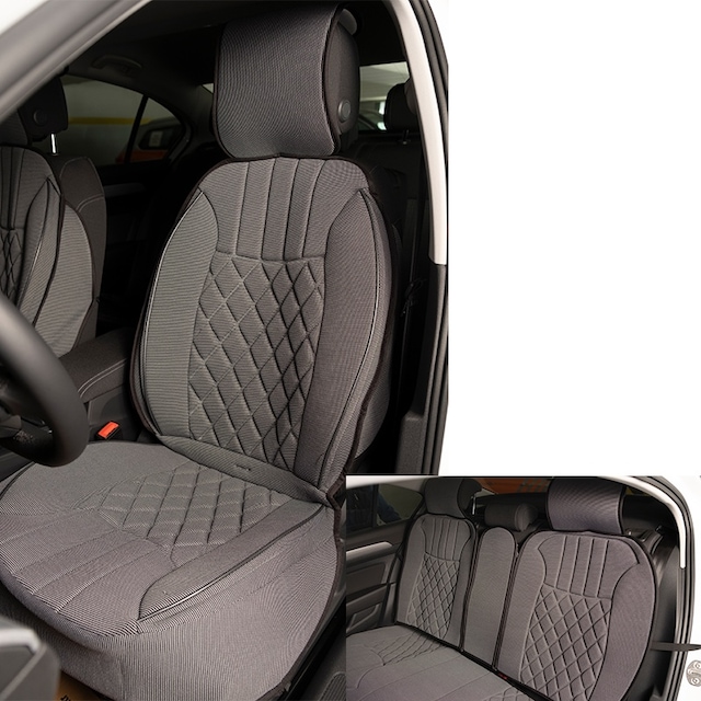 Space Elegance 5'li Koltuk Kılıfı Set Minder Gri / Klmny549