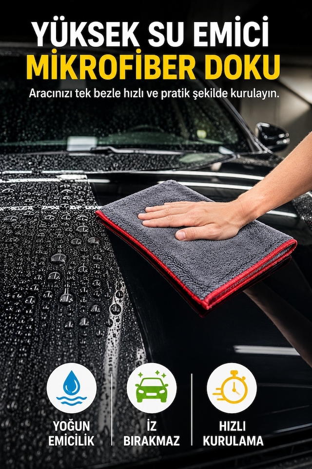 450 Gsm Oto Araç Kurulama Bezi Mikrofiber Oto Yıkama Temizlik Bezi Tüy Bırakmaz Gri 50x70 Cm