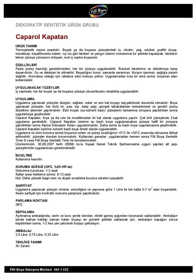 Filli Boya Caparol Kapatan Iz Kapatan Boya Fiyatlari Ve Ozellikleri