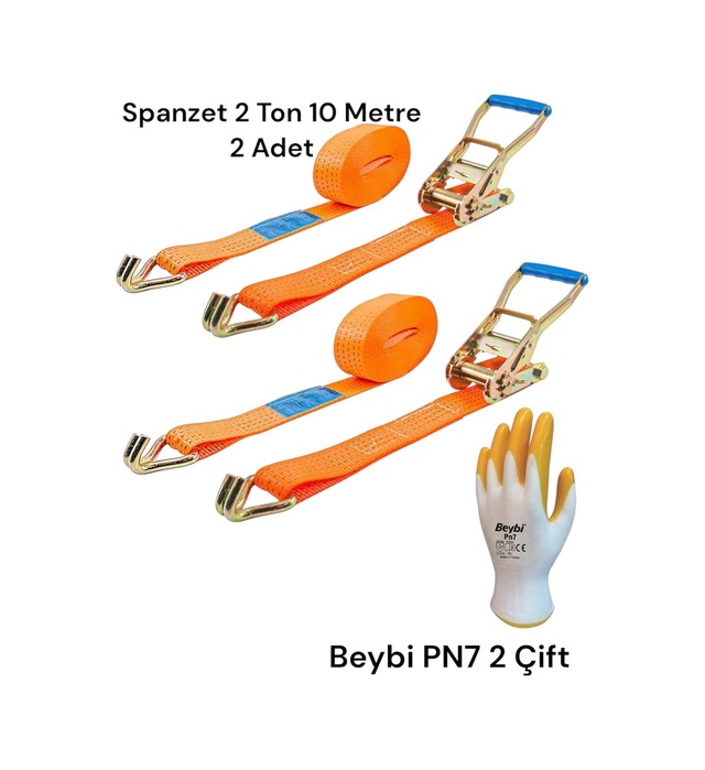 Yük Spanzet 2 Ton 10 Metre 2 Adet Beybi Pn7 Eldiven 2 Çift
