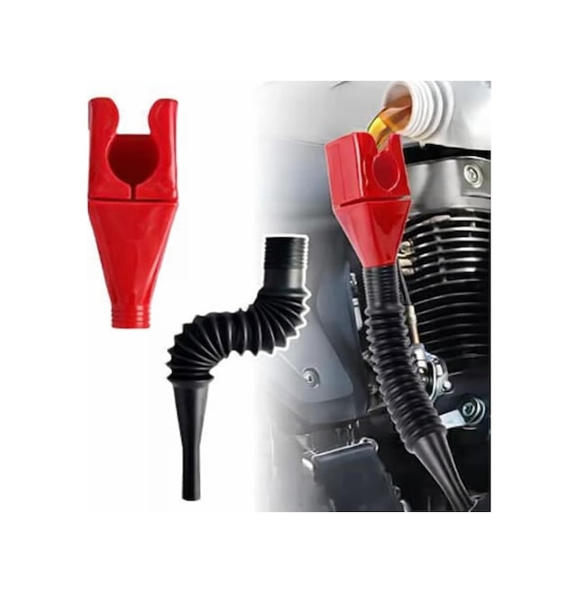 Katlanabilir Plastik Motor Yağ Hunisi, Esnek Hortumlu, Araba Ve Motorsikletler İçin, Kırmızı Ve Siyah