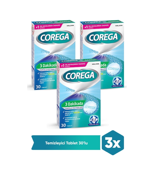 Corega Cleanser Bio Protez Temizleme Tableti 3 x 30'lu