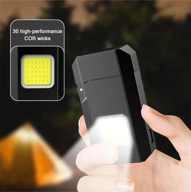 Gazsız Rezistanslı Elektrikli Usb Şarjlı Çakmak Mini Cob El Fenerli 2 In 1 Mini Projektörlü Çakmak