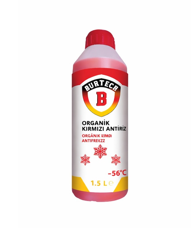 Burtech Organik Kırmızı Antifriz -56 C 1,5 Litre Motor Radyatör Soğutma Sıvısı Pembe