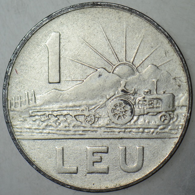 Romanya 1 Leu 1966 Traktör Ve Tarım Temalı. Sosyalist Dönem. 28091154