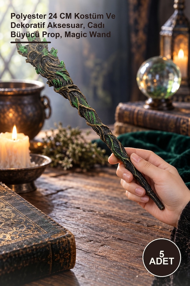 5 Adet Sihirli Asa Polyester 24 Cm Kostüm Ve Dekoratif Aksesuar, Cadı Büyücü Prop, Magic Wand
