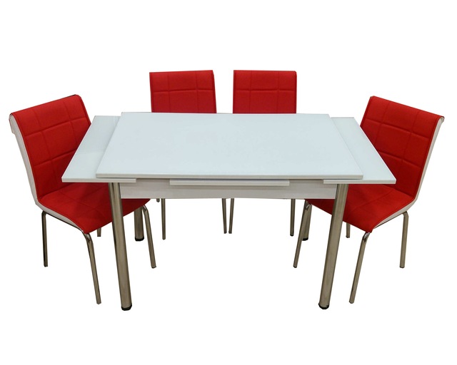 Cam Mutfak Masa Takımı +4 Sandalye Kırmızı Fiyatı ve Özellikleri