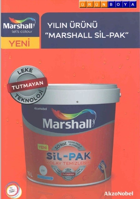 marshall sil pak silinebilir ic cephe boyasi 15 lt fiyatlari ve ozellikleri
