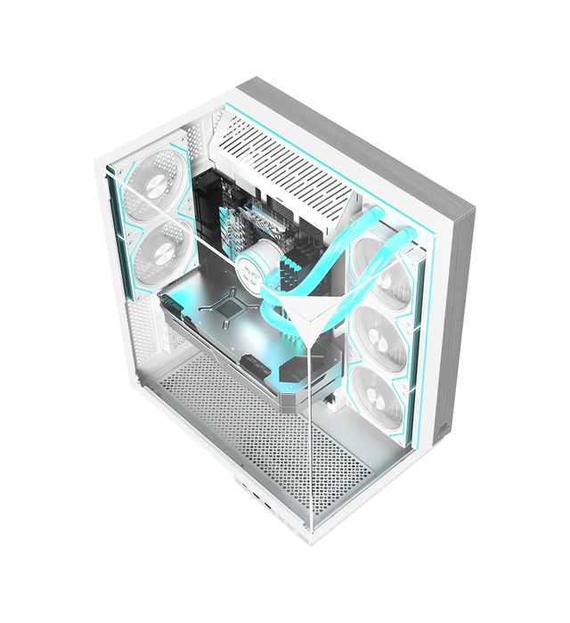 PowerBoost ECLIPSE Mid Tower ATX 8x Fans White Tempered Glass USB-C