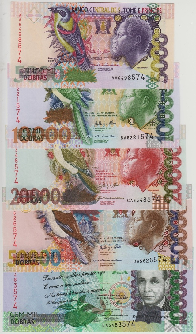Sao Tome Ve Principe 5000-1000.000 Dobra Tam Set 2013 Çil.