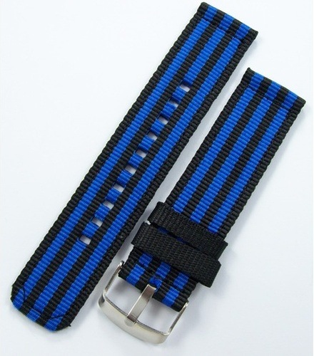 Kumaş Perlon Siyah Mavi 22Mm Spor Saat Kordonu Kayışı Nato