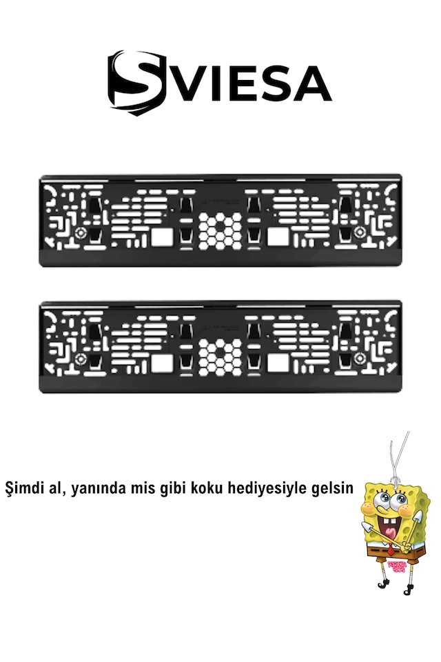 Plaka Parlak Siyah Plakalık Araba Plaka Çerçevesi 2 Adet Siyah