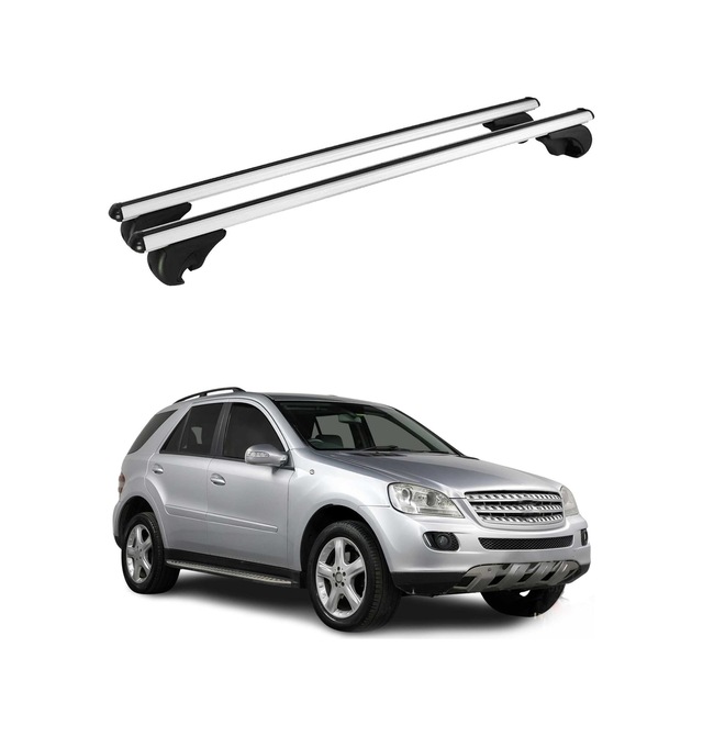Mercedes M Serisi W166 2011-2015 Arası Uyumlu Port Bagaj Taşıyıcı Ara Atkı Alüminyum Gümüş 2 Parça